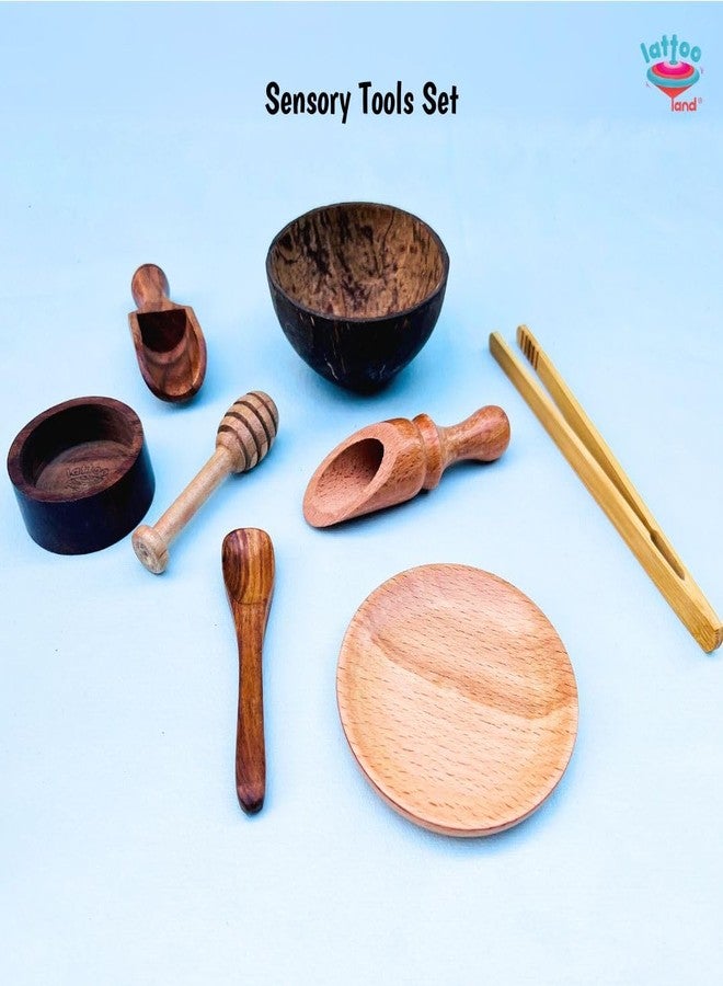 Lattooland Wooden Sensory Tools Play Set for Kids (8 Pcs) |Child-Sized | Perfect for Sensory Bins |Pretend Play & Montessori Toys | Fine Motor Skills Toy | Waldorf Toys |Tools for Occupational Therapy - Image 2